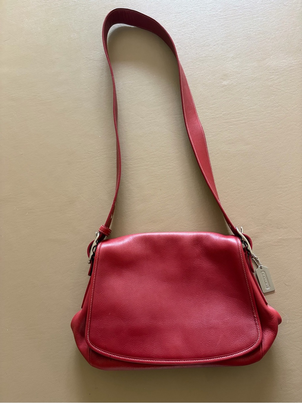 Coach Red Leather Crossbody Shoulder Bag